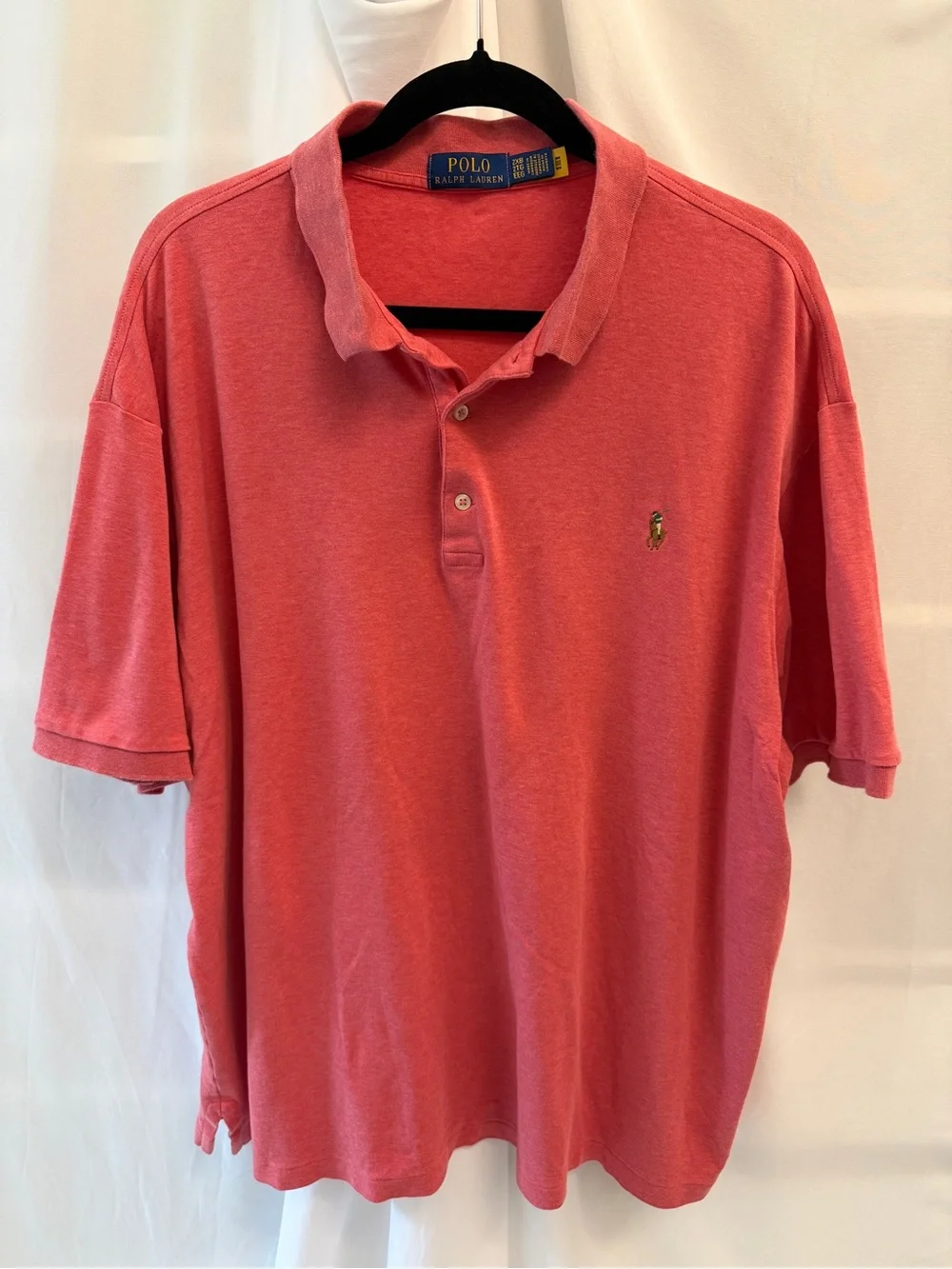Polo Ralph Lauren Men’s 2XB Coral Pink Heathered Short Sleeve Polo Shirt
